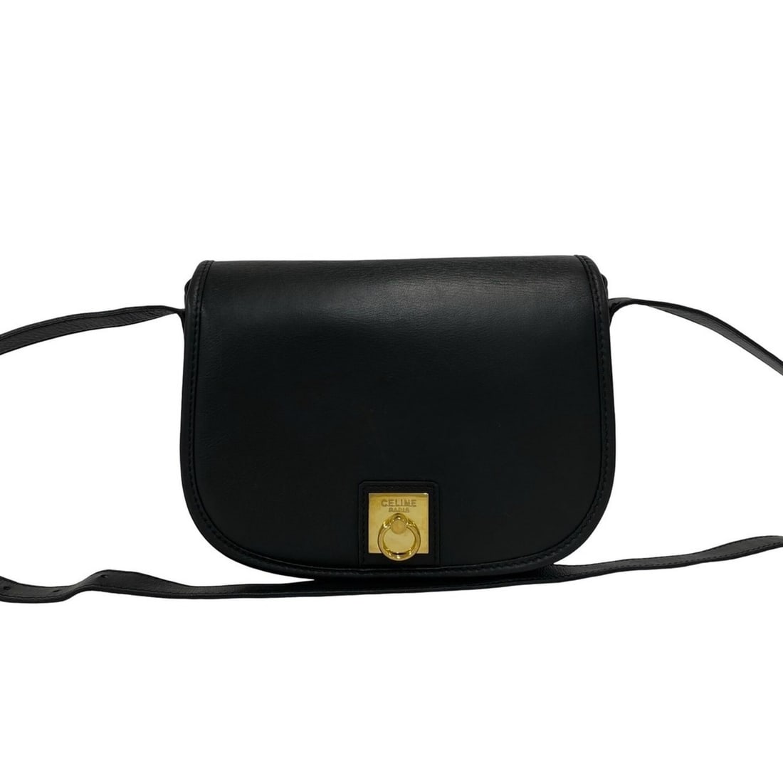 CELINE Vintage Logo Ring Hardware Leather One Mini Shoulder Bag Pouch Black 79894: --- Catalog ---Category: SizeSize (HxWxD): 17cm x 22cm x 6cm / 6.69'' x 8.66'' x 2.36''Category: DesignType: Pochette, Shoulder bagColor: BlackGender: WomenMaterial: Leather Category: GeneralBrand: Ce
