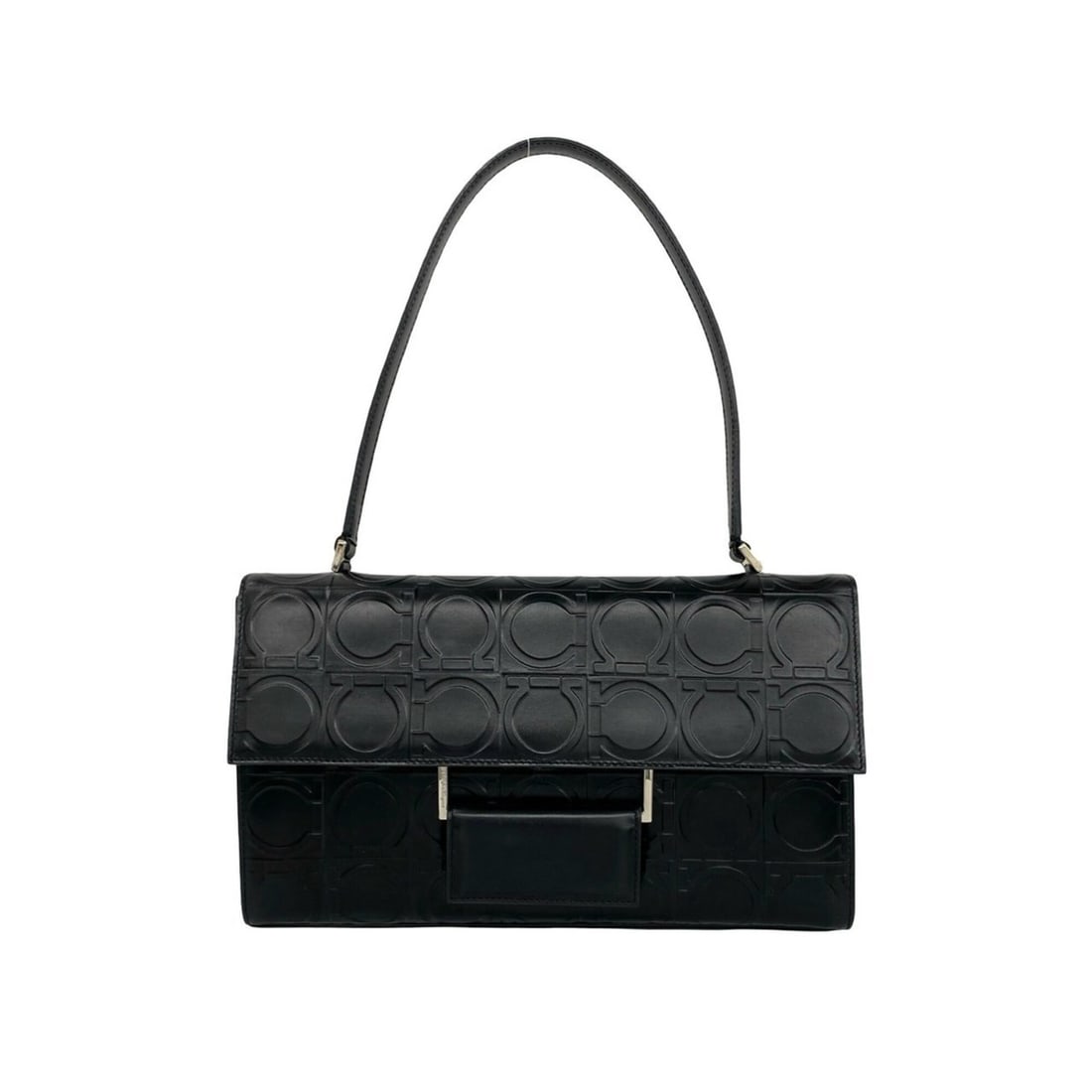 Salvatore Ferragamo Gancini Embossed Leather Semi-Shoulder Bag/Handbag, Black, 74575: --- Catalog ---Category: SizeSize (HxWxD): 16.5cm x 28cm x 6.5cm / 6.49'' x 11.02'' x 2.55''Category: DesignType: Handbag, Shoulder bagColor: BlackGender: WomenMaterial: Leather Category: GeneralBrand