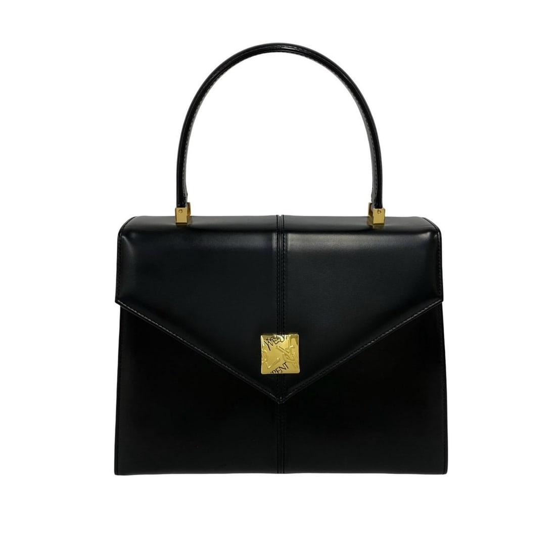 YVES SAINT LAURENT Vintage YSL Logo Hardware Leather Handbag Black 93657: --- Catalog ---Category: SizeSize (HxWxD): 20cm x 26.5cm x 9cm / 7.87'' x 10.43'' x 3.54''Category: DesignType: HandbagColor: BlackGender: WomenMaterial: Leather Category: GeneralBrand: Yves Saint Lau