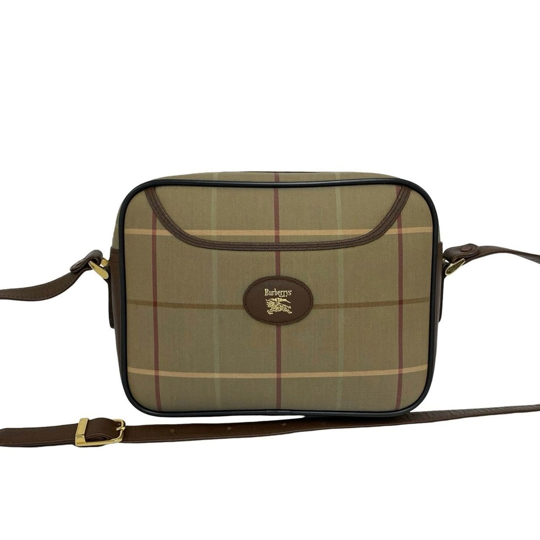 Burberrys Vintage Check Pattern Logo Canvas Leather Shoulder Bag Pouch Brown Khaki 84128: --- Catalog ---Category: SizeSize (HxWxD): 19cm x 25cm x 7.5cm / 7.48'' x 9.84'' x 2.95''Category: DesignType: Pochette, Shoulder bagColor: Brown, KhakiGender: WomenMaterial: Canvas , Leather Category