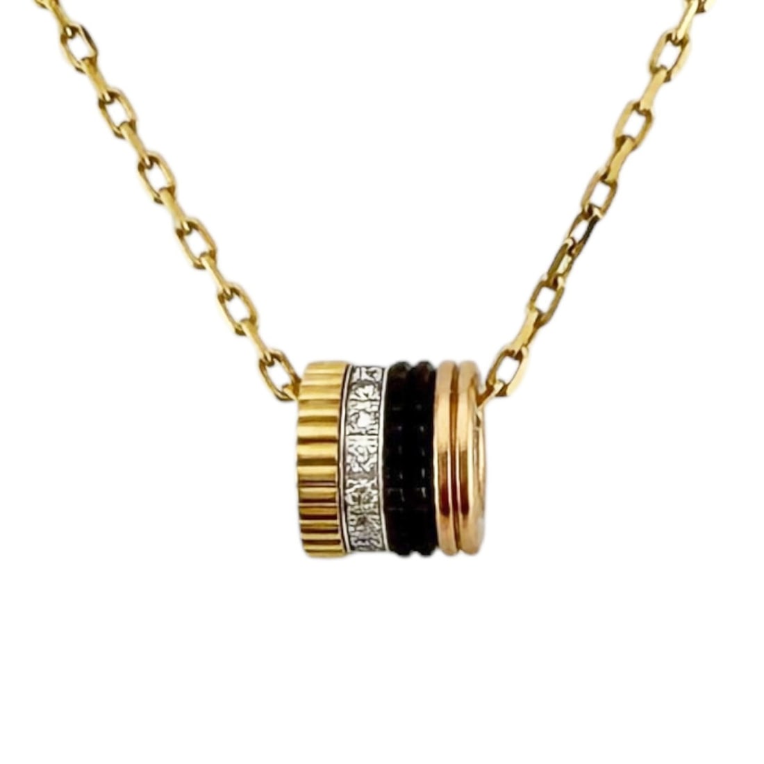 Boucheron Quatre Classic Small Necklace, 18K Yellow Gold, Diamond, Women's.: --- Catalog ---Category: SizePendant Size: 8.5mm x 8mm / 0.33'' x 0.31''Neck Circumference: 44 cm / 17.32''Category: DesignColor: Brown, Gold, SilverGender: WomenMaterial: Pink gold (18K), Yellow gold