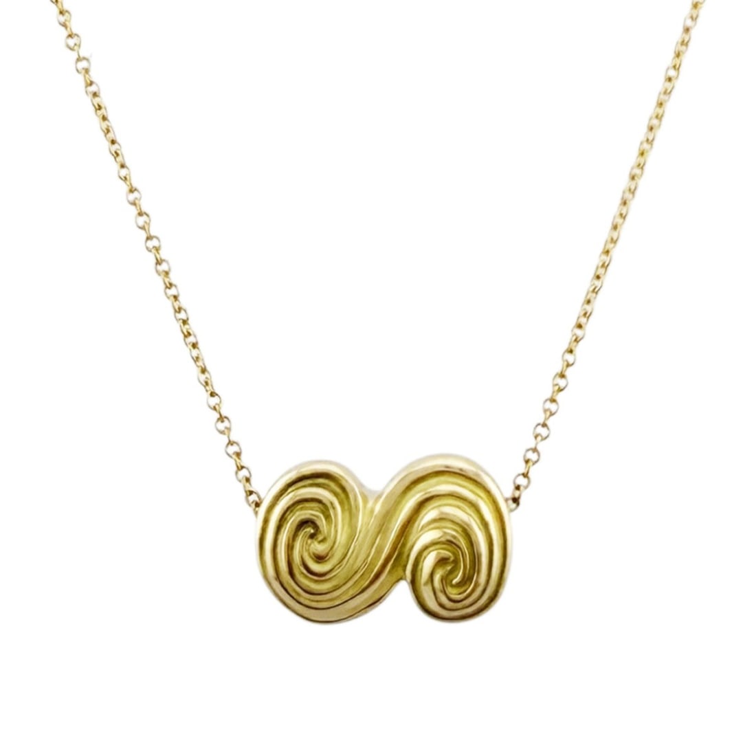 Tiffany & Co. Tornado Necklace, 18K Yellow Gold, Women's.: --- Catalog ---Category: SizePendant Size: 10mm x 15.5mm / 0.39'' x 0.61''Neck Circumference: 40.5 cm / 15.94''Category: DesignColor: GoldGender: WomenMaterial: Yellow gold (18K)Necklace Type: Necklac
