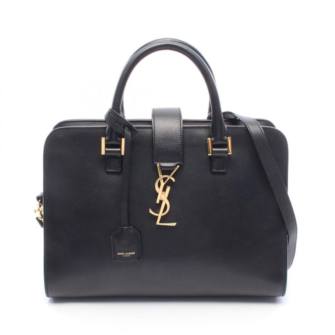 Yves Saint Laurent Saint Laurent Paris Monogram Cabas 2-Way Handbag, Leather, Women's, Black, 357395 (1 of 9)