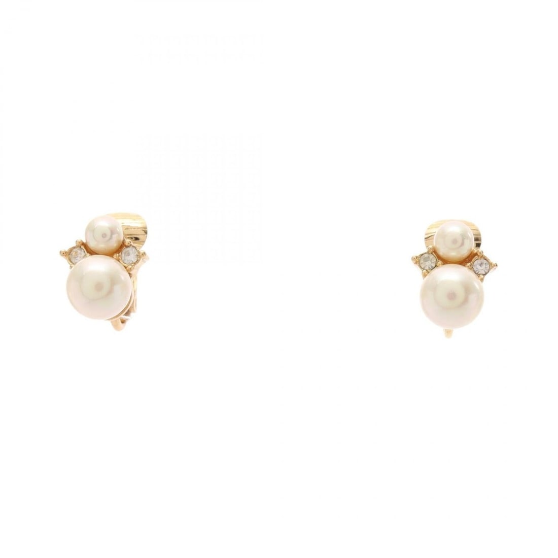 Christian Dior Vintage Earrings, Gold Plated (GP), Faux Pearl, Rhinestone, Women's, Gold, White,: --- Catalog ---Category: SizeSize (HxWxD): 12.00mm x 9.00mm / 0.47'' x 0.35''Category: DesignType: Clip earringsColor: Clear, Gold, WhiteGender: WomenMaterial: Gold plating, RhinestoneCategory: Genera