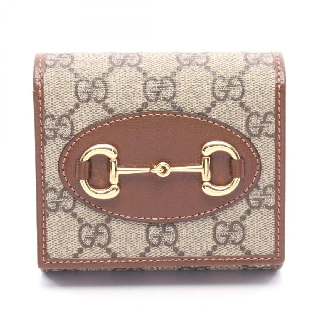 Gucci Horsebit GG Supreme Bi-fold Wallet, Leather, Women's, Beige/Brown, 621891: --- Catalog ---Category: SizeSize (HxWxD): 10cm x 11cm x 4cm / 3.93'' x 4.33'' x 1.57''Category: DesignType: Wallet (bi-fold)Color: Beige, BrownGender: WomenMaterial: Leather , PVC Category: GeneralMP