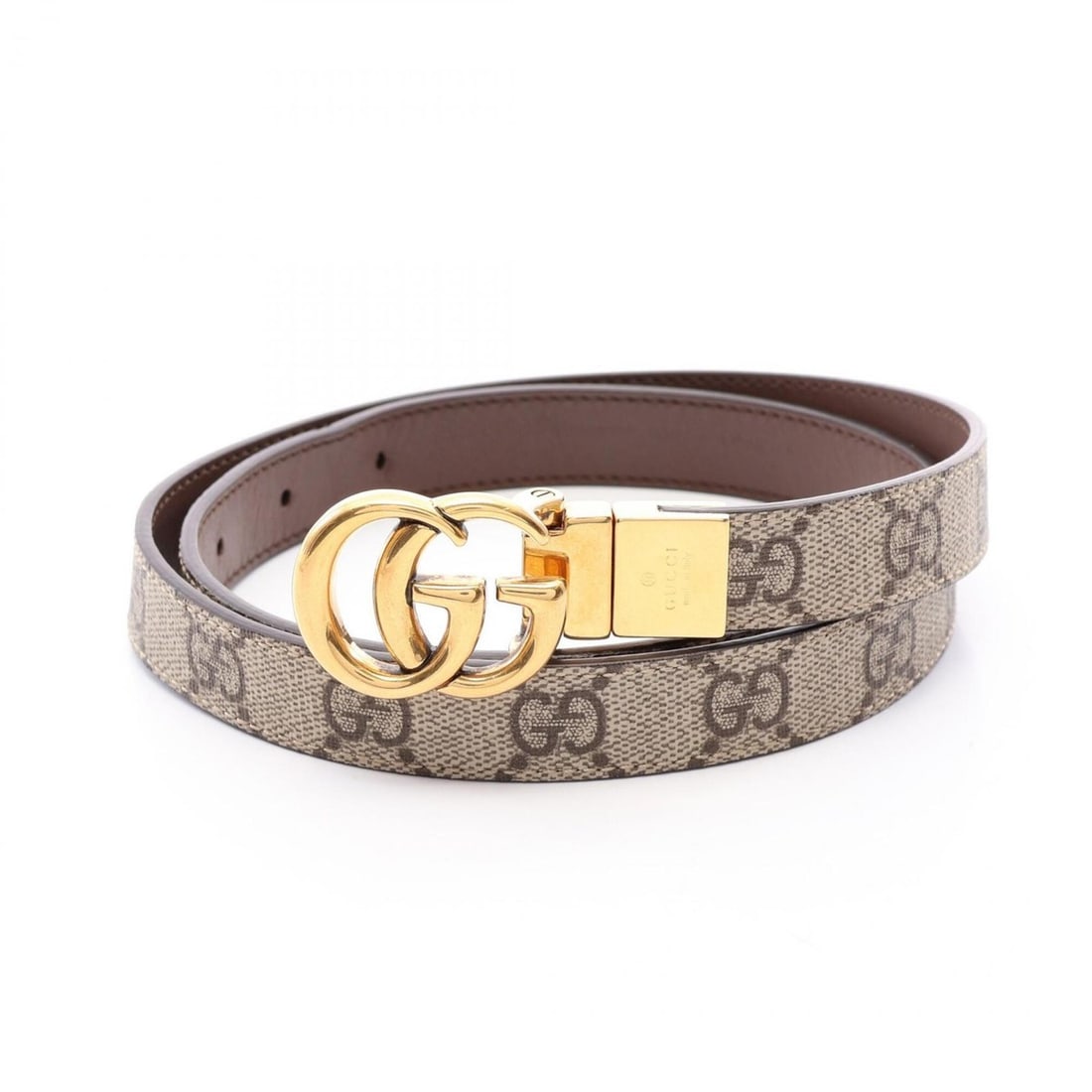 Gucci Double G GG Supreme Gold Hardware Reversible Leather Belt for Women (Beige/Brown) (1 of 14)