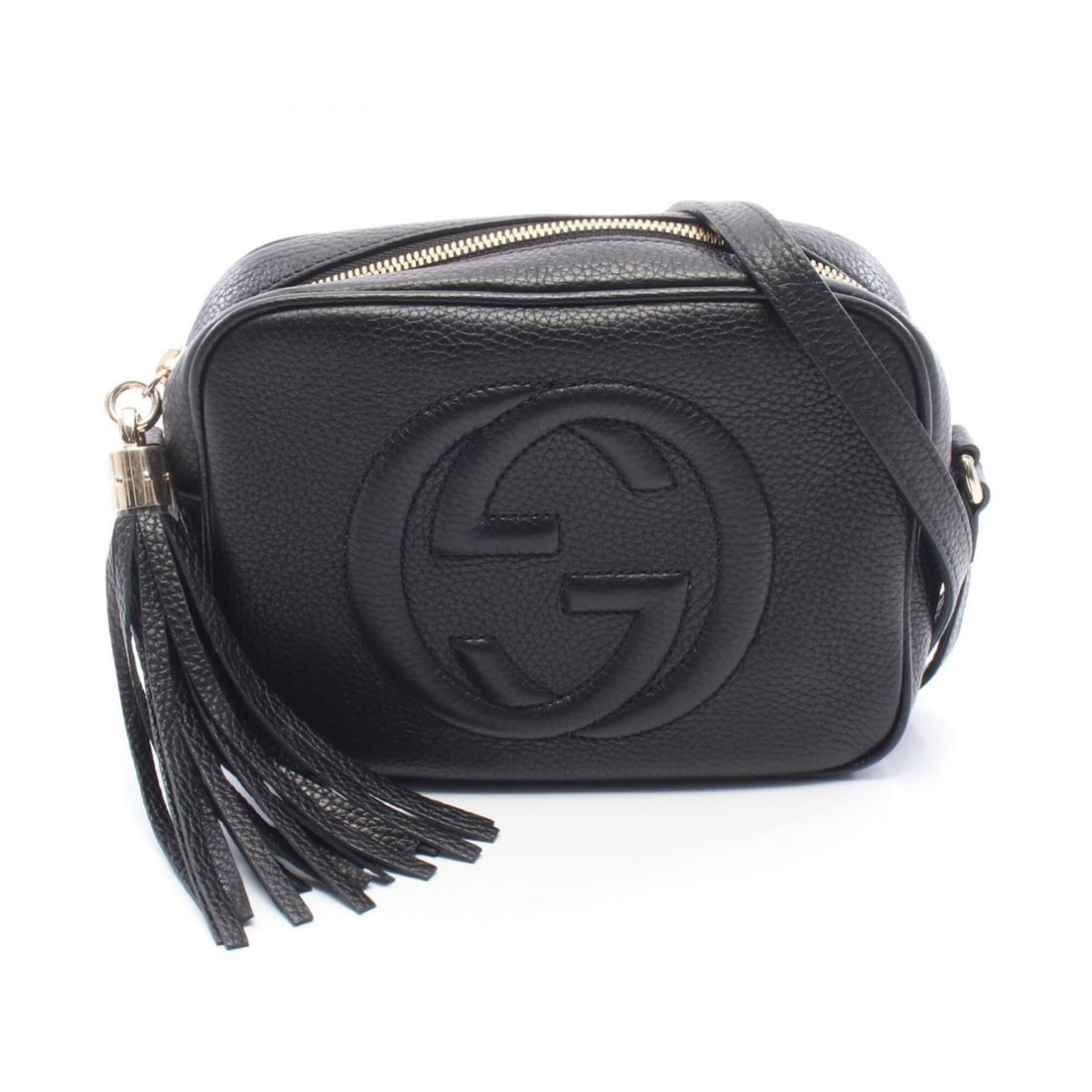 Gucci Soho Disco Bag, Interlocking G, Shoulder Handbag, Leather, Women's, Black, 308364 (1 of 12)