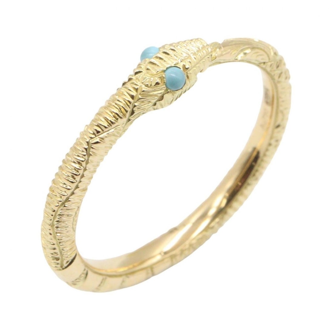 Gucci Uroboro Turquoise Ring - 18K Yellow Gold Women's Gold/Blue Tones: --- Catalog ---Category: SizeJP Size: 14US Size: 7Category: DesignType: Band ringColor: Blue, GoldStone: TurquoiseGender: WomenMaterial: Yellow gold (18K)Category: GeneralBrand: Gucci--- Item List ---