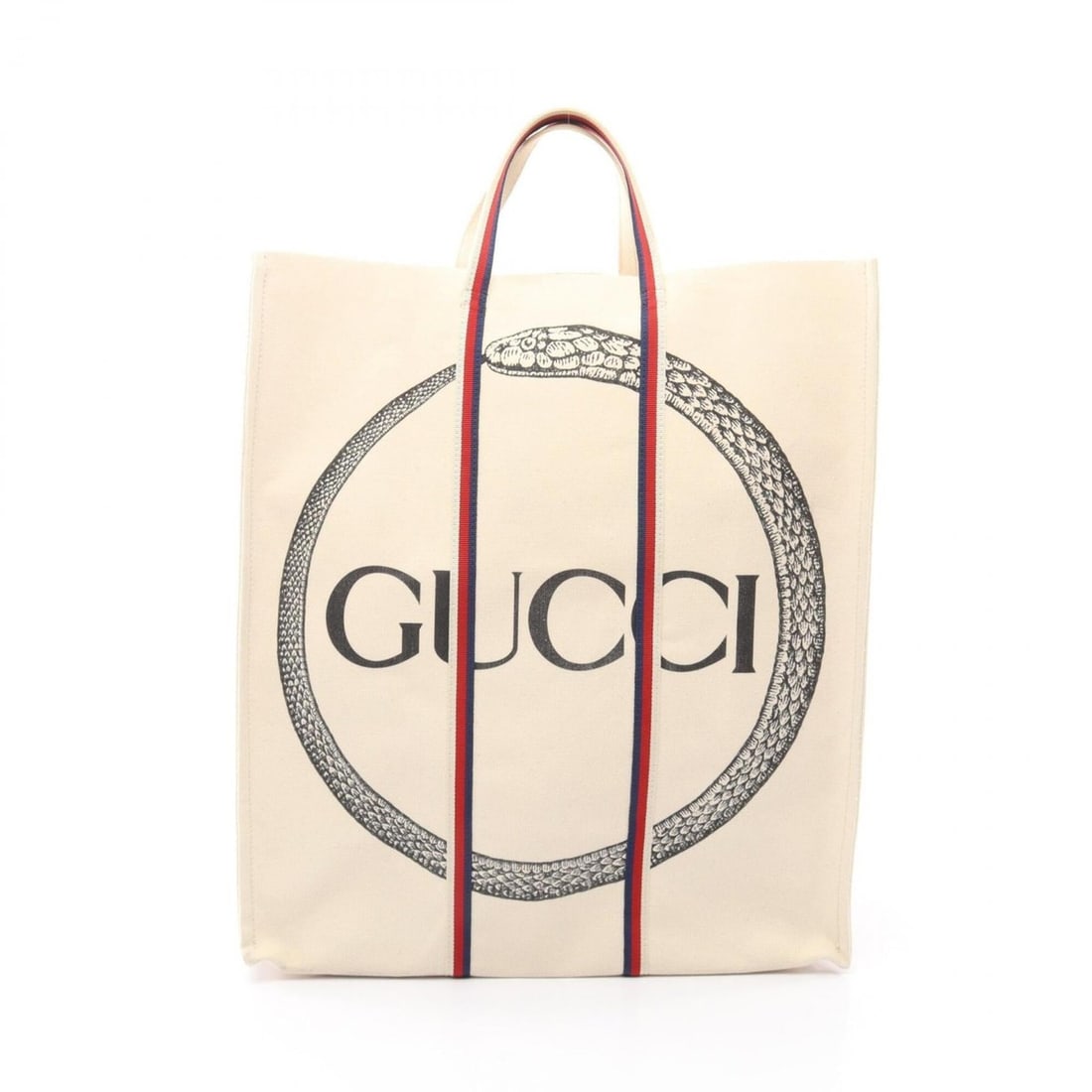 Gucci Uroboros Tote Bag/Handbag, Canvas, Women's, Ivory, Navy, Red, 484690: --- Catalog ---Category: SizeSize (HxWxD): 45.5cm x 38cm x 19cm / 17.91'' x 14.96'' x 7.48''Category: DesignType: Handbag, Tote bagColor: Ivory, Navy, Red colorGender: WomenMaterial: Canvas Category: 