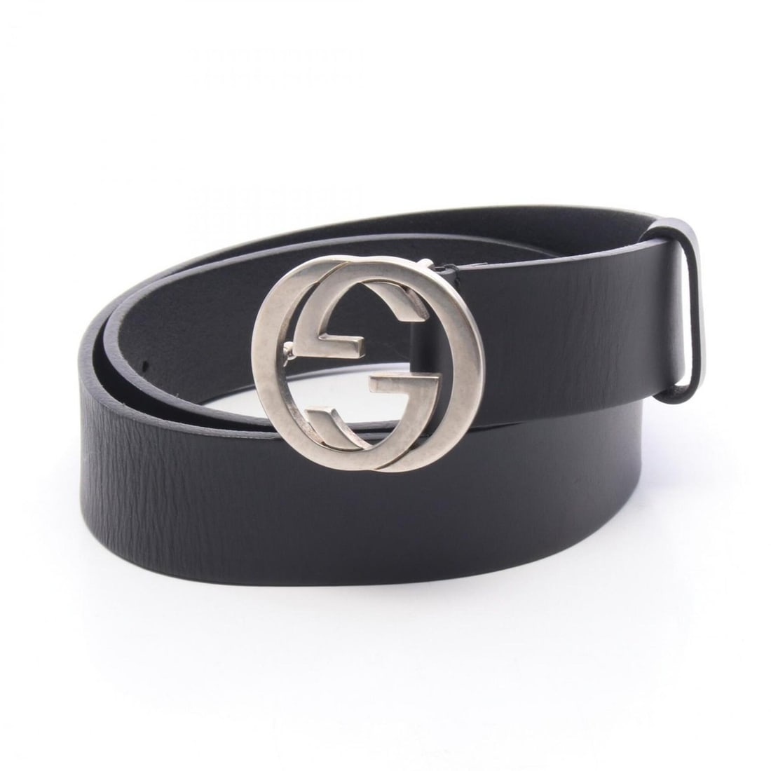 Gucci Interlocking G Belt, Leather, Women's, Black, 368186 (1 of 12)