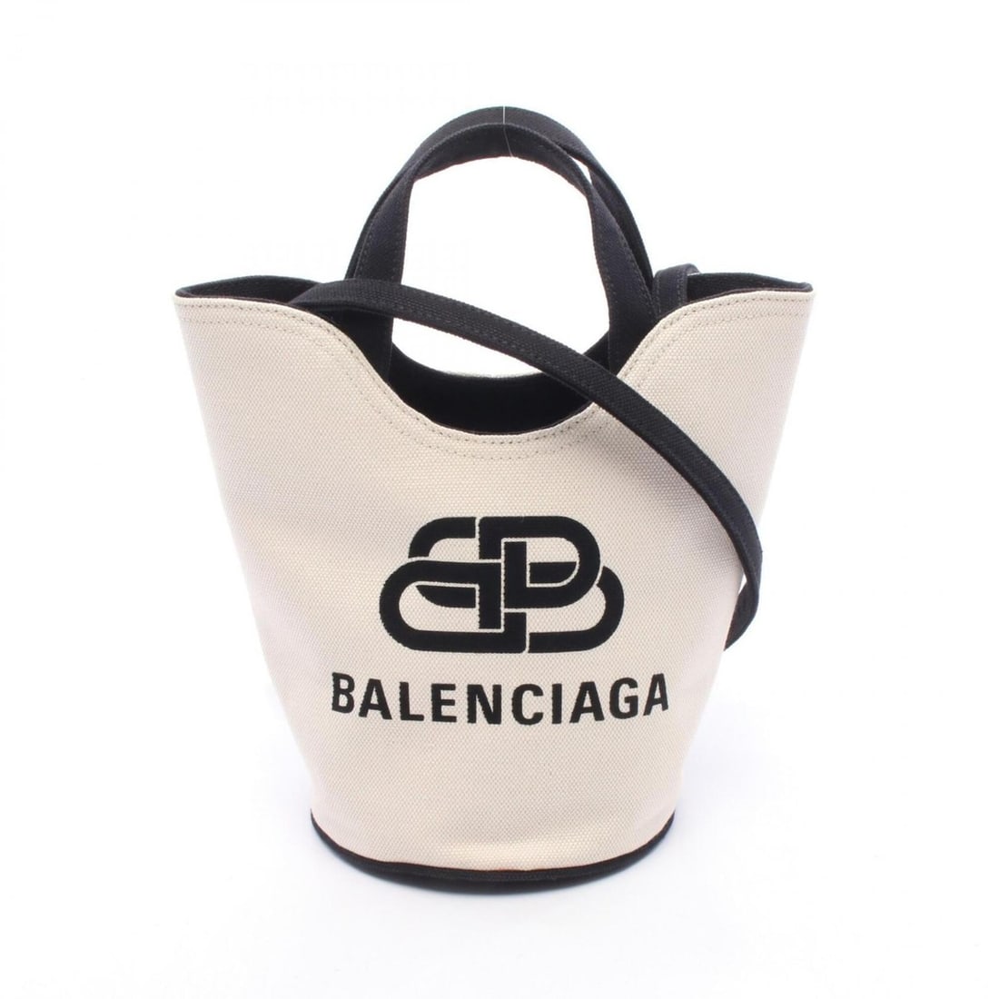 Balenciaga Wave XS 2-Way Handbag, Canvas, Women's, Ivory/Black, 619979 (1 of 10)