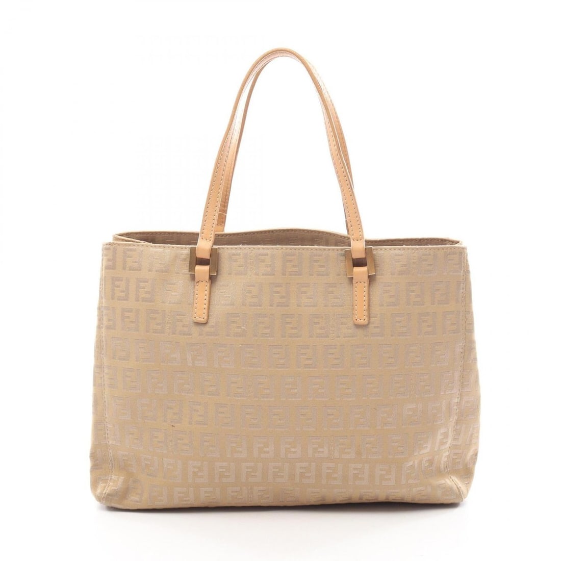 Fendi Zucchino Handbag, Canvas and Leather, Women's, Beige (1 of 13)