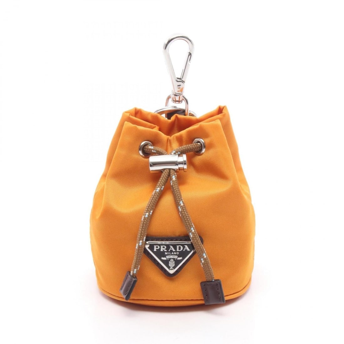 Prada Re-Nylon Mini Pouch Charm Accessory, Nylon Leather, Women's, Orange/Brown, 2TT202: --- Catalog ---Category: DesignType: Handbag charmColor: Brown, OrangeGender: WomenMaterial: Leather, NylonCategory: GeneralBrand: Prada--- Item List ---Section: ConditionRanking: Rank A Used - A few 