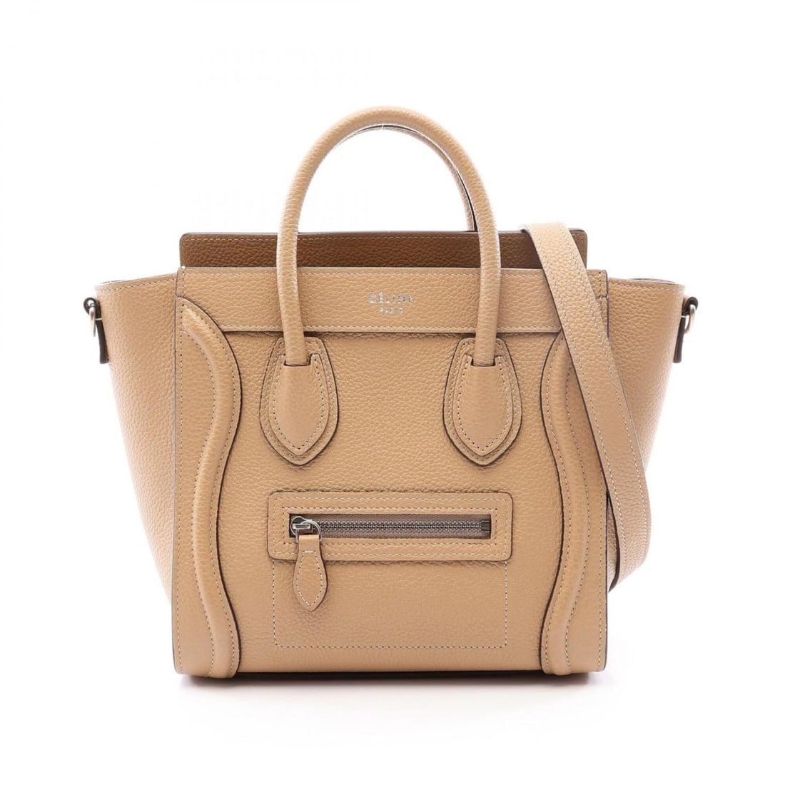Celine Luggage Nano Shopper 2-Way Handbag, Leather, Women's, Beige (1 of 13)