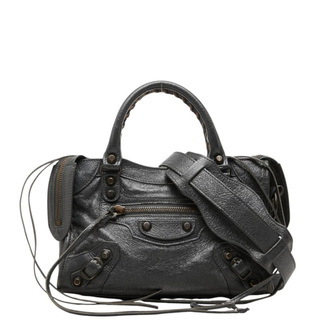 Balenciaga Classic Mini City Handbag Shoulder Bag 2WAY 300295 Gray Leather Women's BALENCIAGA (1 of 13)