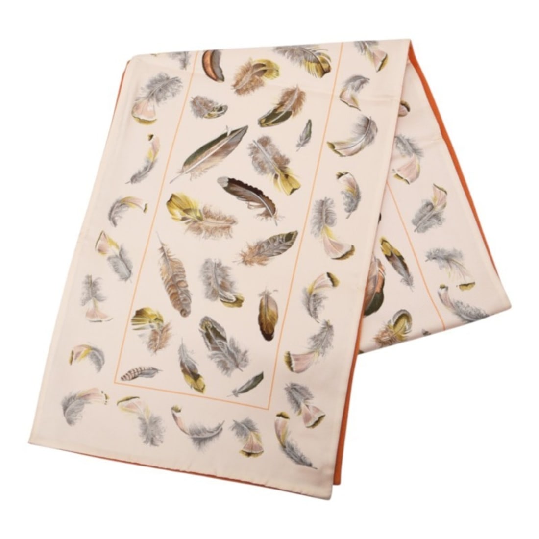 Hermes Henri de Linares Feather Reversible Scarf/Stole, Orange Multicolor Silk Angora, Women's: --- Catalog ---Category: SizeSize (LxW): 1.68m x 30.7cm / 66.33'' x 12.08''Category: DesignType: StoleColor: Multi-color, OrangeGender: WomenMaterial: Silk , Angora Category: GeneralBrand: Hermes--- I