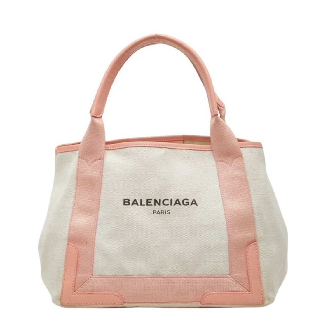 Balenciaga Navy Cabas S Handbag Tote Bag 339933 Pink Ivory Leather Canvas Women's BALENCIAGA: --- Catalog ---Category: SizeSize (HxWxD): 22cm x 29.5cm x 17cm / 8.66'' x 11.61'' x 6.69''Category: DesignType: Handbag, Tote bagColor: Ivory, PinkGender: WomenMaterial: Leather , Canvas Category: Ge
