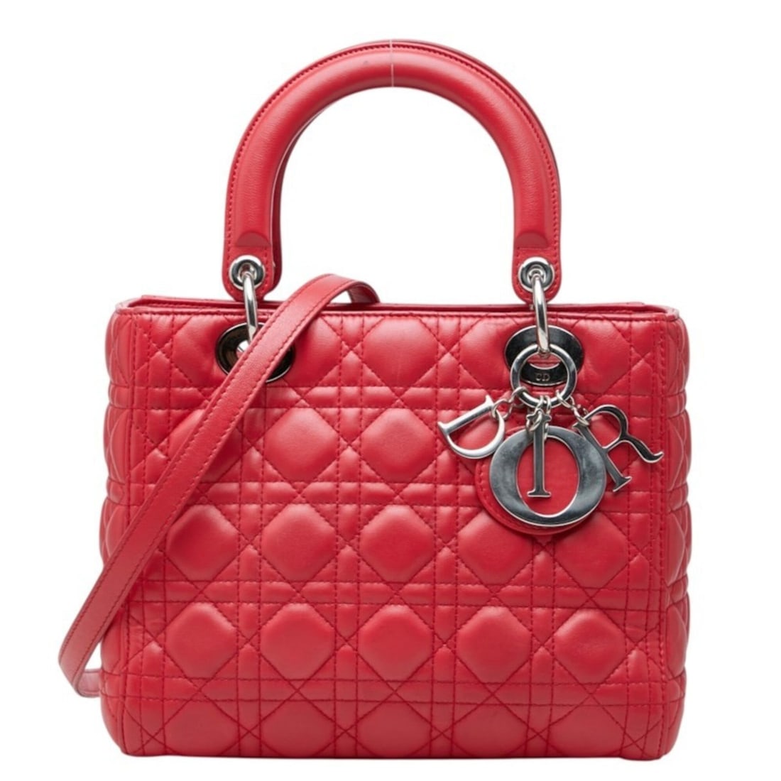 Christian Dior Dior Cannage Lady Medium Satchel Bag, Handbag/Shoulder 2-Way, 15-BO-0183, Red: --- Catalog ---Category: SizeSize (HxWxD): 20cm x 23cm x 11.5cm / 7.87'' x 9.05'' x 4.52''Category: DesignType: Handbag, Shoulder bagColor: Red colorGender: WomenMaterial: Leather Category: GeneralBra