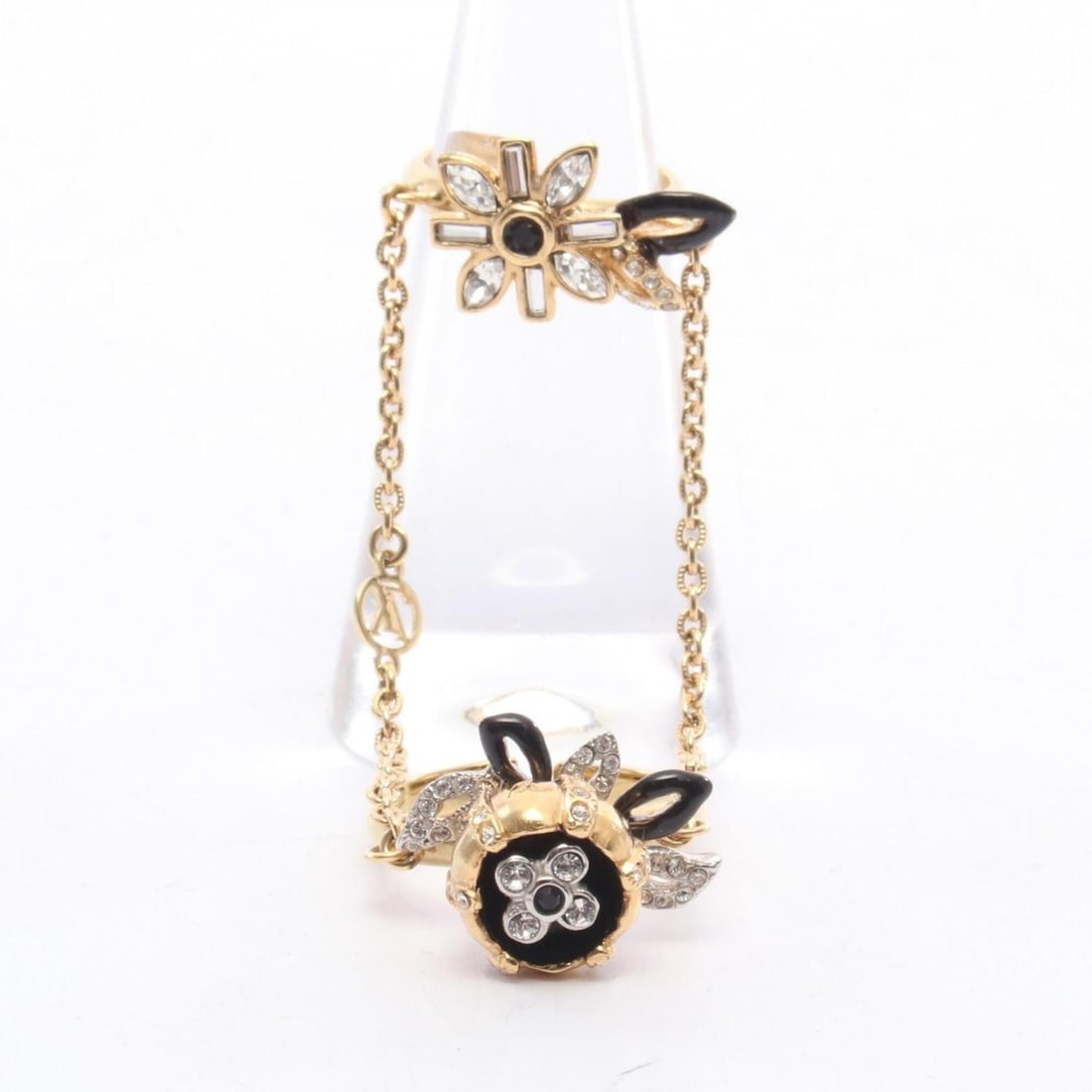 Louis Vuitton LV Windsor Fleur Ring - Gold Plated (GP) with Rhinestones Women's Gold, Black, Clear: --- Catalog ---Category: SizeJP Size: 13.5US Size: 6.5Category: DesignType: Band ringColor: Black, Clear, GoldGender: WomenMaterial: Gold plating, RhinestoneCategory: GeneralMPN: MP2196Brand: Louis Vu