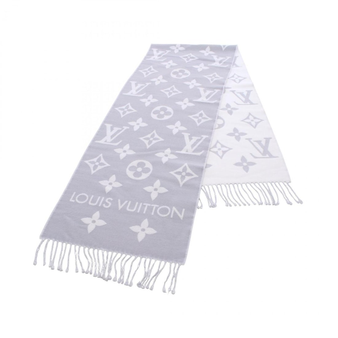 Louis Vuitton LV Essential Gris Clair Wool Scarf for Women, Purple/White, M77727 (1 of 11)