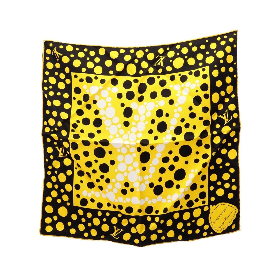 Louis Vuitton LV x YK Carre 45 Infinity Dot Yayoi Kusama Scarf Muffler Silk Women's Yellow Black: --- Catalog ---Category: SizeSize (LxW): 45cm x 45cm / 17.71'' x 17.71''Category: DesignType: ScarfColor: Black, White, YellowGender: WomenMaterial: Silk Category: GeneralMPN: M78320Brand: Louis Vuitt