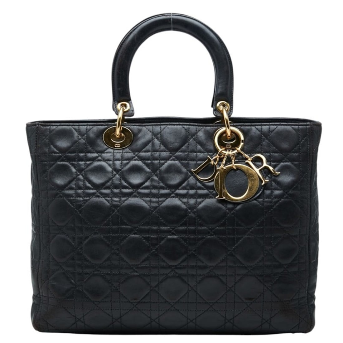 Christian Dior Dior Cannage Lady Large Handbag Tote Bag Black Leather Women's: --- Catalog ---Category: SizeSize (HxWxD): 23.5cm x 32cm x 11.5cm / 9.25'' x 12.59'' x 4.52''Category: DesignType: Handbag, Tote bagColor: BlackGender: WomenMaterial: Leather Category: GeneralBrand: C