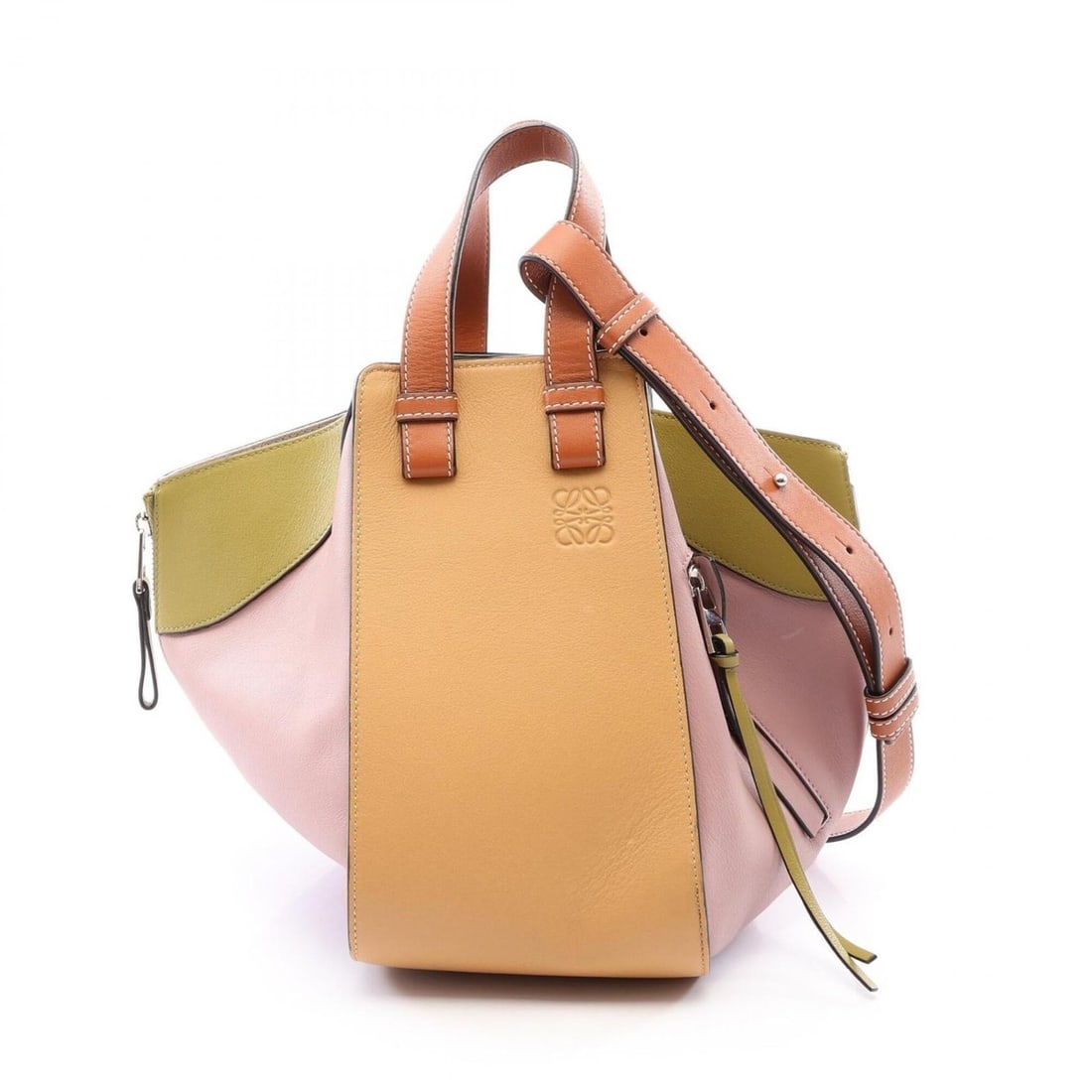 Loewe Hammock Small 2-Way Handbag, Leather, Women's, Beige/Multicolor: --- Catalog ---Category: SizeSize (HxWxD): 25cm x 14cm x 25cm / 9.84'' x 5.51'' x 9.84''Category: DesignType: HandbagColor: Beige, Multi-colorGender: WomenMaterial: Leather Category: GeneralBrand: Loe