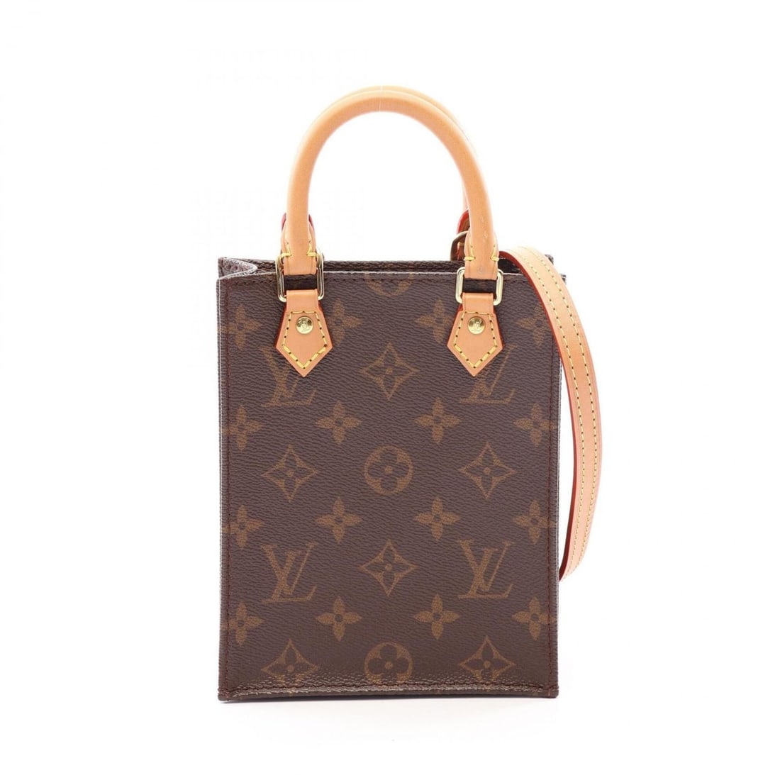 Louis Vuitton Petite Sac Plat Monogram 2-Way Handbag, Coated Canvas and Leather, Pattern, Women's,: --- Catalog ---Category: SizeSize (HxWxD): 17cm x 13.5cm x 5cm / 6.69'' x 5.31'' x 1.96''Category: DesignType: HandbagColor: Brown, MonogramGender: WomenMaterial: Monogram , Leather Category: GeneralM