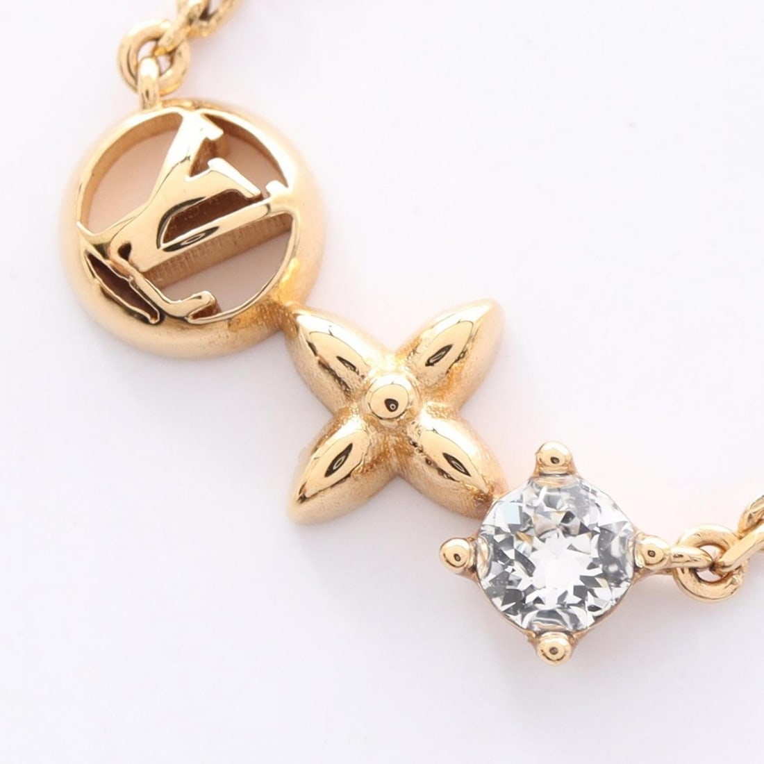 Louis Vuitton Petit Necklace Jewelry GP (Gold Plated) Rhinestone Women's Gold Tone Clear M00368: --- Catalog ---Category: SizePendant Size: 7mm x 15mm / 0.27'' x 0.59''Neck Circumference: 35 cm - 40 cm / 13.77'' - 15.74''Category: DesignColor: Clear, GoldGender: WomenMaterial: Gold plating, Rhine