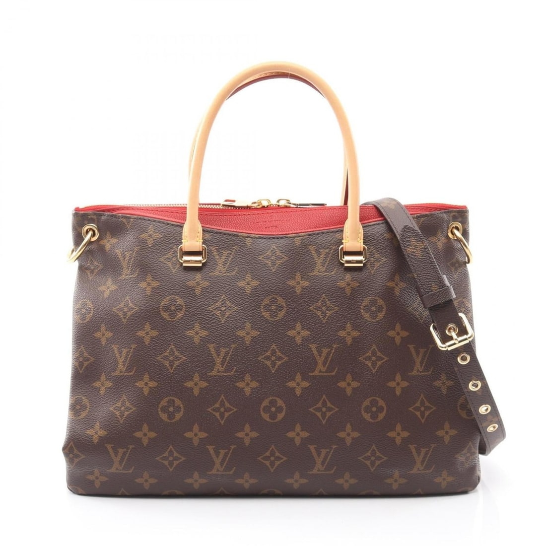 Louis Vuitton Pallas Monogram Cerise 2-Way Handbag, Coated Canvas and Leather, Pattern, Women's,: --- Catalog ---Category: SizeSize (HxWxD): 24cm x 34cm x 13cm / 9.44'' x 13.38'' x 5.11''Category: DesignType: HandbagColor: Brown, Cerise, Monogram, Red colorGender: WomenMaterial: Monogram , Leather
