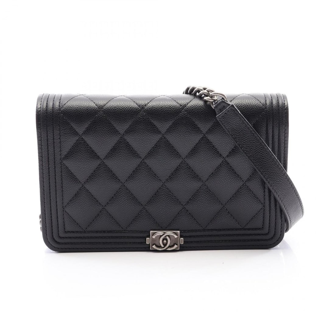 Chanel Boy Matelassé Shoulder Bag/Handbag, Caviar Leather (Grained Calfskin), Women's, Black: --- Catalog ---Category: SizeSize (HxWxD): 12cm x 19cm x 4cm / 4.72'' x 7.48'' x 1.57''Category: DesignType: Handbag, Shoulder bagColor: BlackGender: WomenMaterial: Grained Calfskin Category: GeneralB