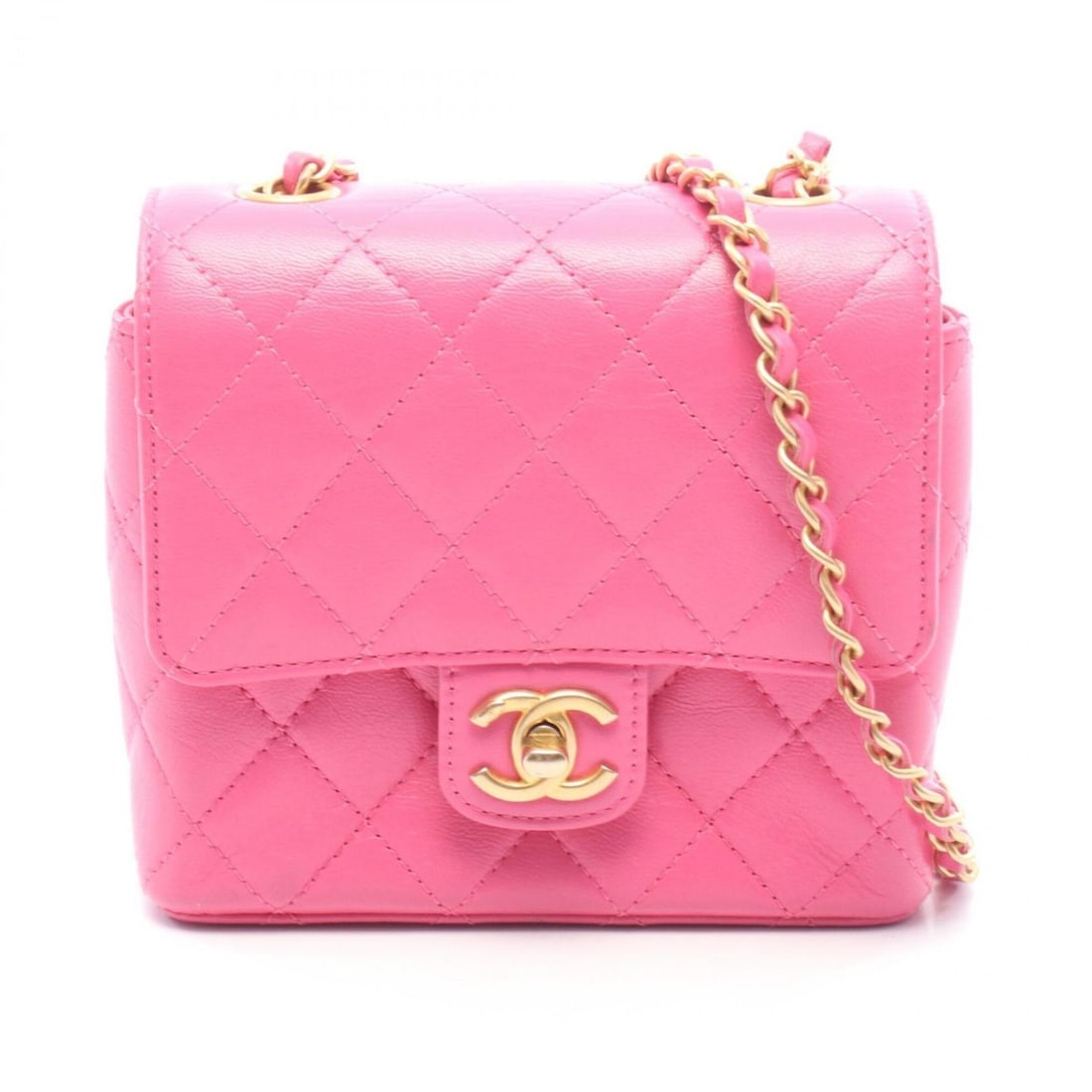 Chanel Matelassé Small Flap Shoulder Bag/Handbag, Leather, Women's, Pink: --- Catalog ---Category: SizeSize (HxWxD): 14.5cm x 15.5cm x 7cm / 5.7'' x 6.1'' x 2.75''Category: DesignType: Handbag, Shoulder bagColor: PinkGender: WomenMaterial: Leather Category: GeneralBrand: Ch