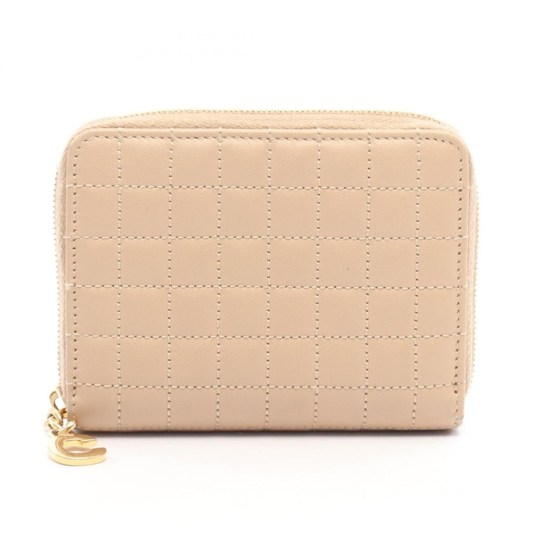 Celine C-charm wallet/coin purse, leather, women's, beige.: --- Catalog ---Category: SizeSize (HxWxD): 9cm x 11cm x 2cm / 3.54'' x 4.33'' x 0.78''Category: DesignType: Coin purse/coin caseColor: BeigeGender: WomenMaterial: Leather Category: GeneralBrand: Celin