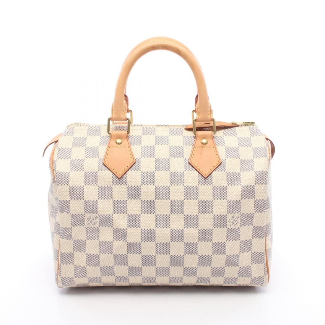 Louis Vuitton Speedy 25 Handbag, Coated Canvas and Leather, Damier Azur Pattern, Women's, White: --- Catalog ---Category: SizeSize (HxWxD): 21cm x 25cm x 14cm / 8.26'' x 9.84'' x 5.51''Handle Length: 27cm / 10.62''Category: DesignType: HandbagColor: WhiteGender: WomenMaterial: Damier Azur ,