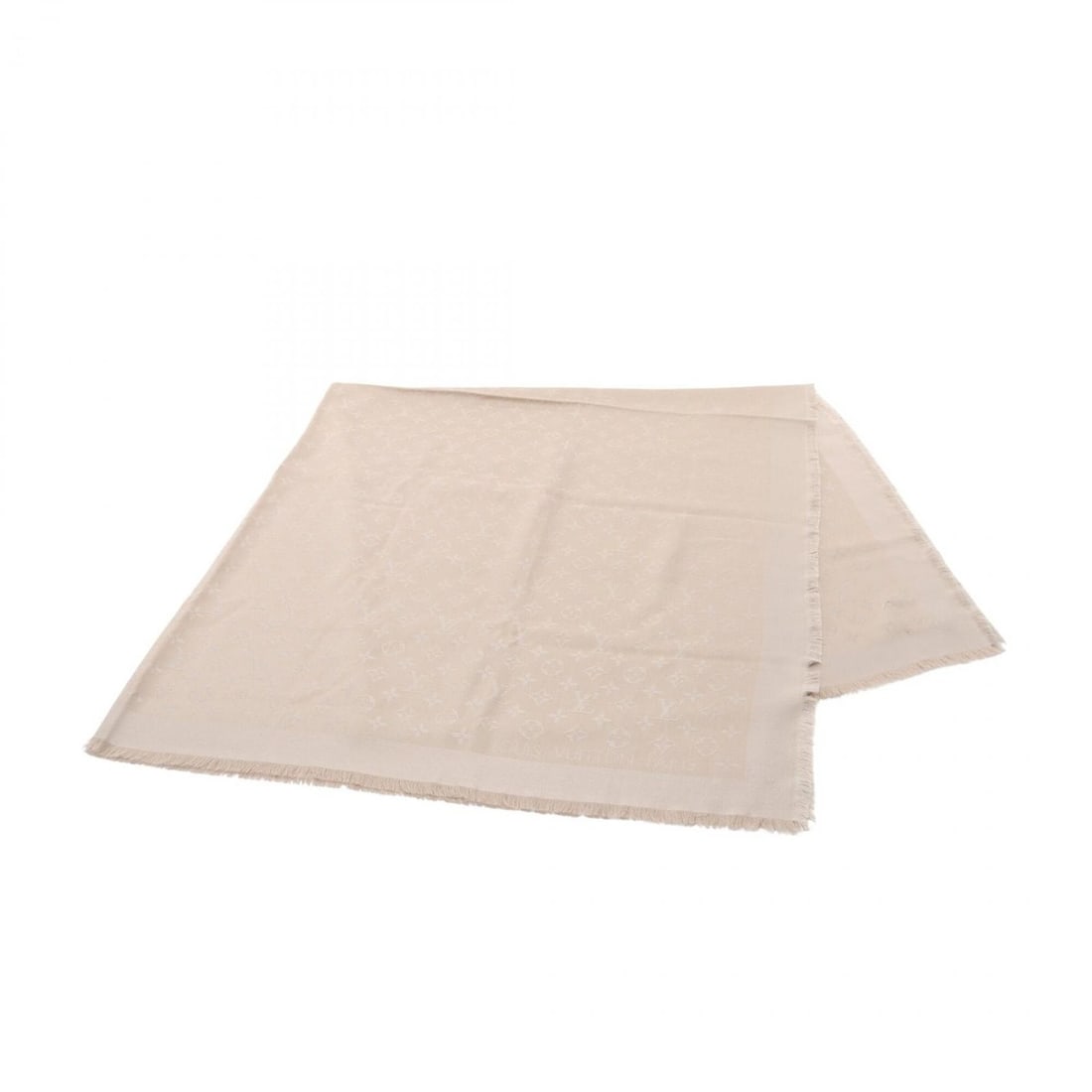 Louis Vuitton Monogram Shawl, Greige, Wool and Silk, Women's, Beige, M71336 (1 of 11)
