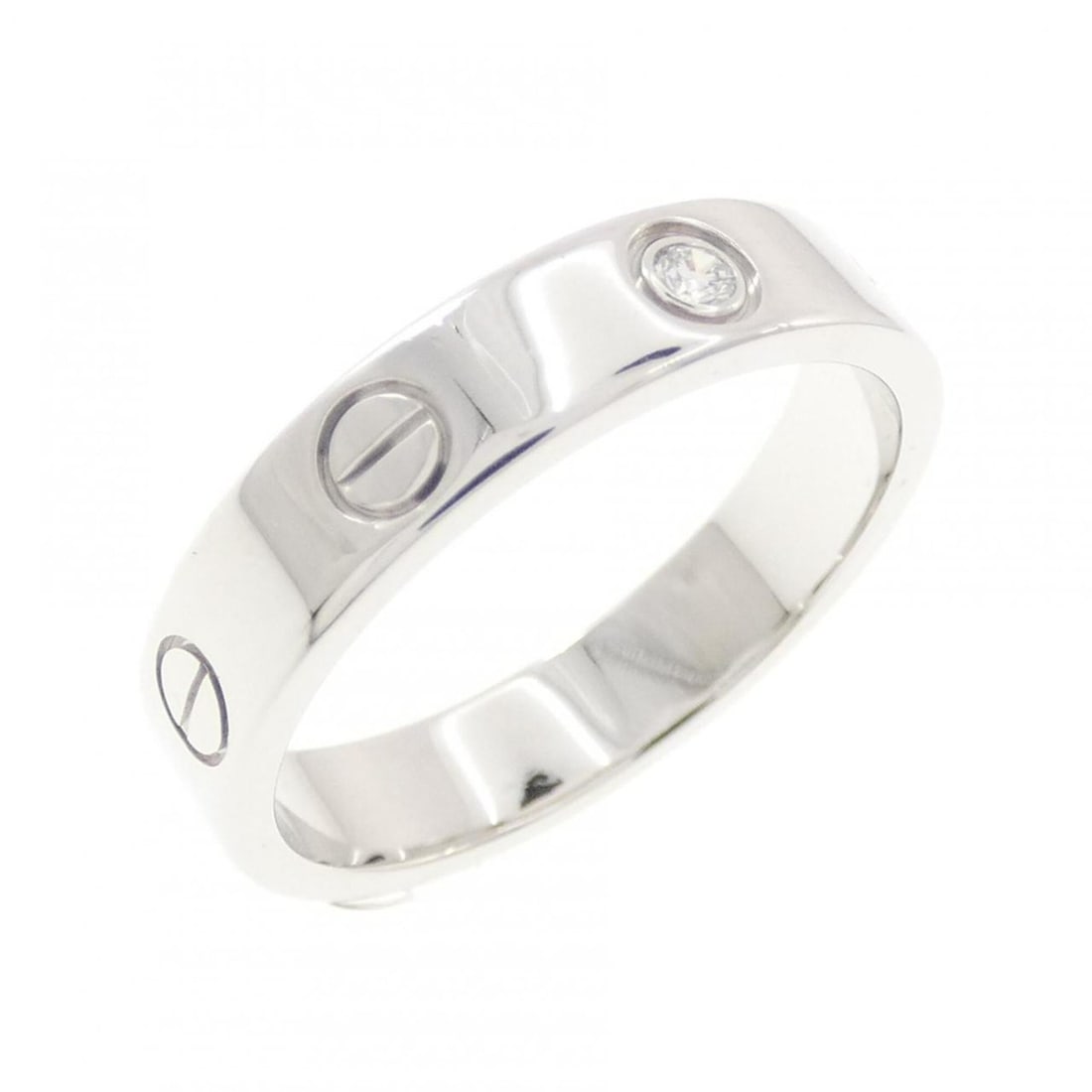 Cartier Mini Love 1P Ring: --- Catalog ---Category: SizeUS Size: 6.5Brand Size: 52Category: DesignType: Band ringGender: WomenMaterial: White gold (18K)Category: GeneralBrand: Cartier--- Item List ---Section: ConditionRanking: 