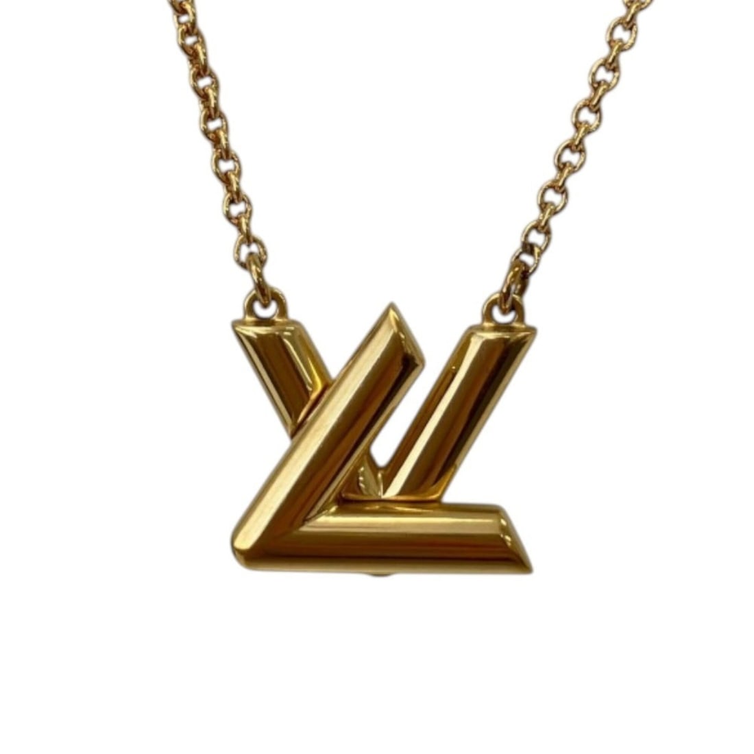 LOUIS VUITTON LV Twist Chain Necklace M01729 Gold Color (Men's & Women's): --- Catalog ---Category: SizeWeight: 9.62g / 0.33oz.Pendant Size: 15mm x 17mm / 0.59'' x 0.66''Neck Circumference: 39.5 cm - 46.5 cm / 15.55'' - 18.3''Category: DesignColor: GoldGender: Men,Women,Unis