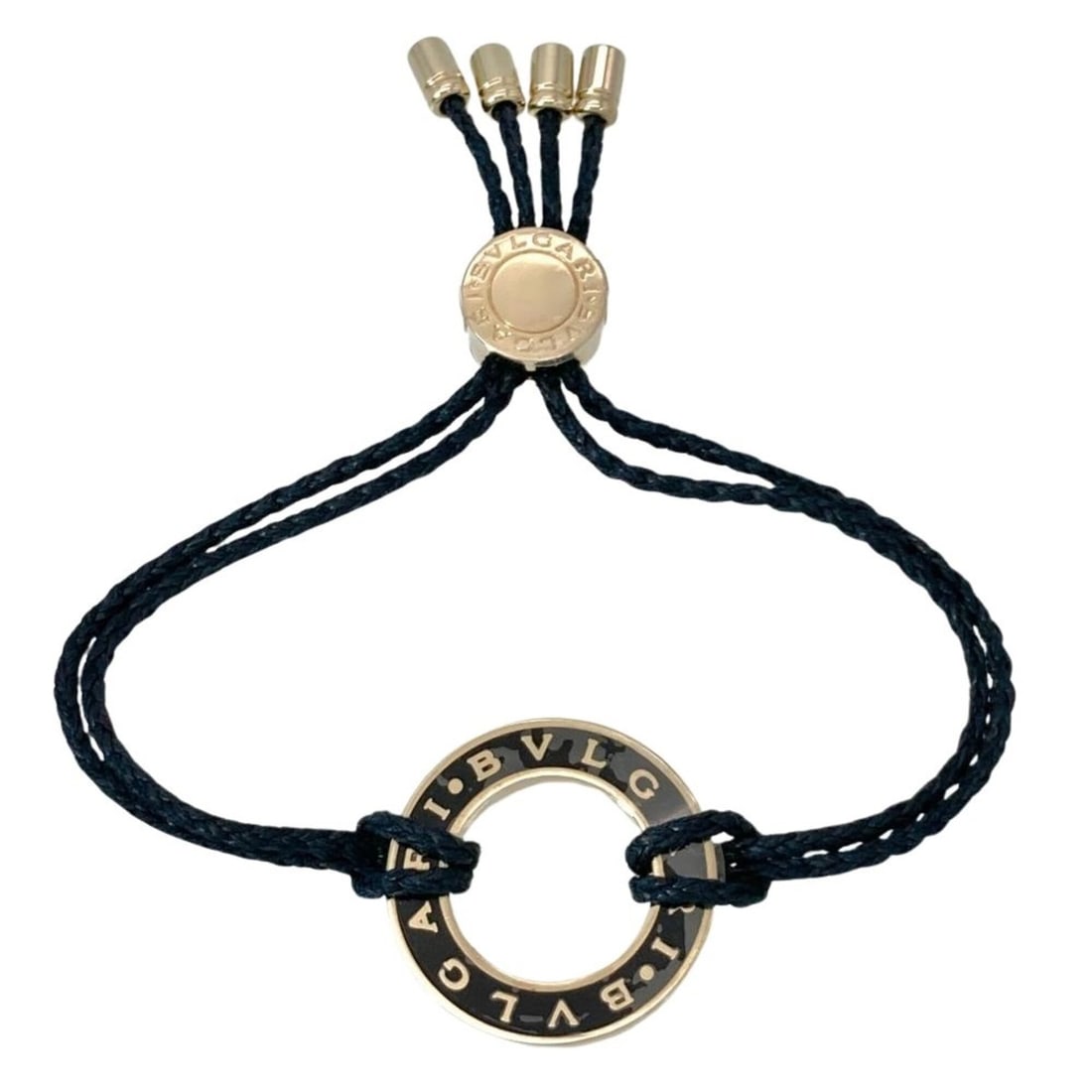 Bulgari BVLGARI Cord Bracelet Metal Black Gold Hardware Women's (1 of 11)