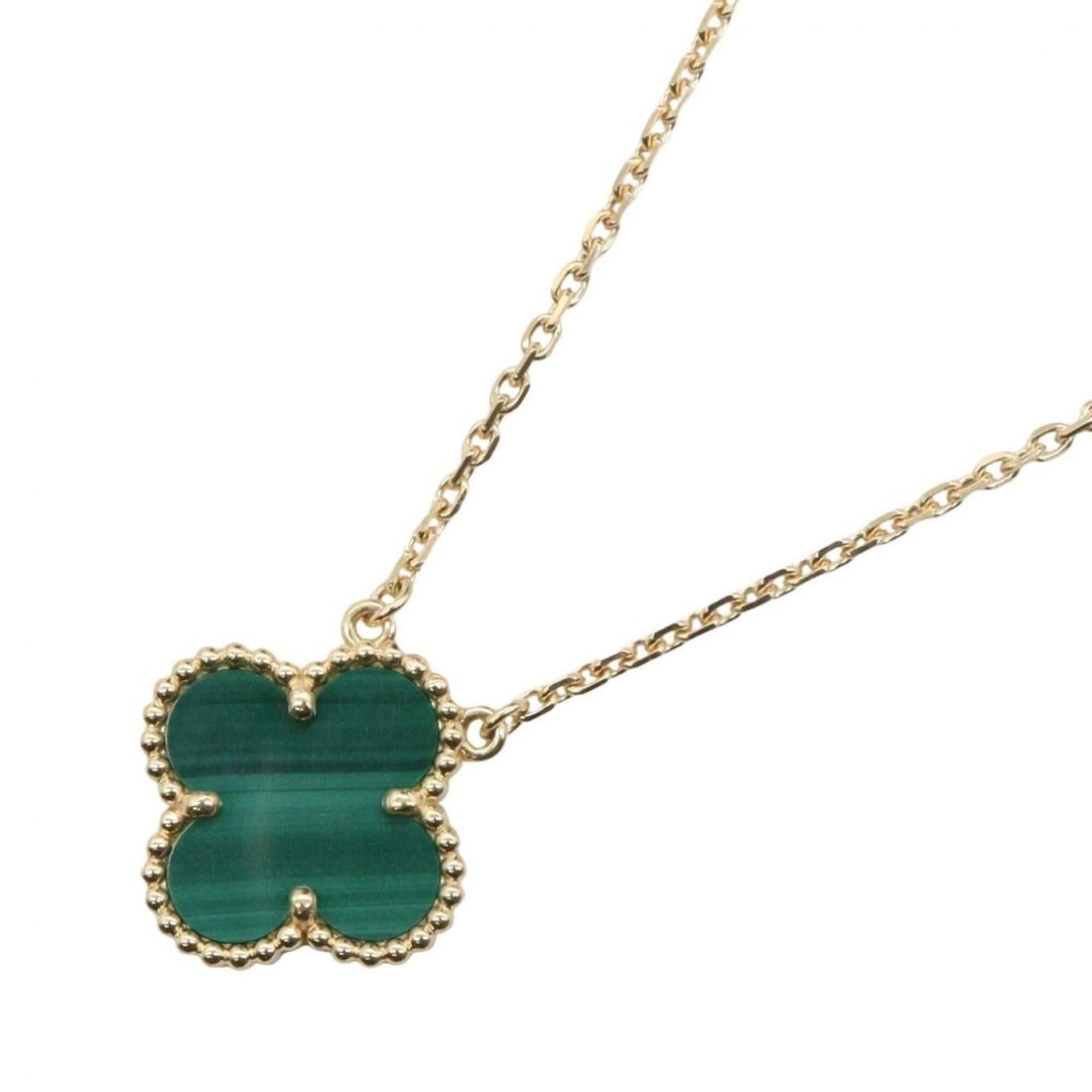 Van Cleef & Arpels Vintage Alhambra Malachite Necklace, 18K (Yellow Gold), Malachite, Women's,: --- Catalog ---Category: SizePendant Size: 15mm x 15mm / 0.59'' x 0.59''Neck Circumference: 37 cm - 41.5 cm / 14.56'' - 16.33''Category: DesignColor: Gold, GreenGender: WomenMaterial: Yellow gold (18K