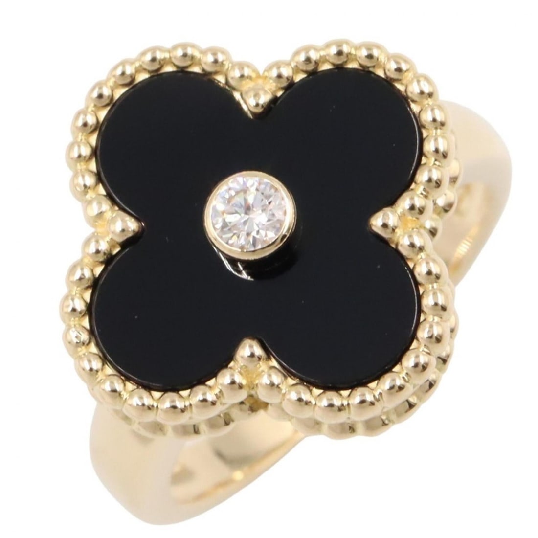 Van Cleef & Arpels Vintage Alhambra Onyx 1PD Ring - 18K (Yellow Gold) Diamond Women's Gold Tone (1 of 15)