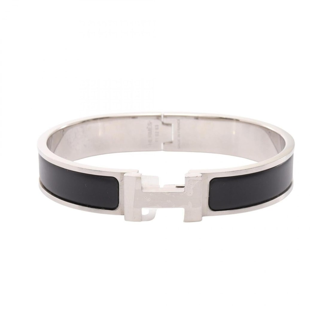Hermes HERMES Clic Clac PM Bangle Accessory Metal Enamel Women's Silver/Black (1 of 15)