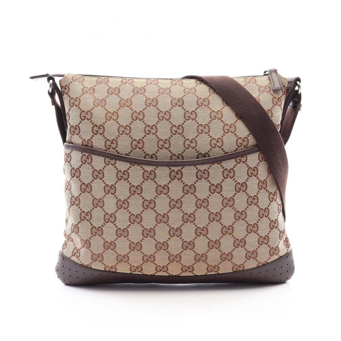 Gucci GG Canvas Shoulder Bag/Handbag, and Leather, Women's, Beige/Brown, 145857 (1 of 16)