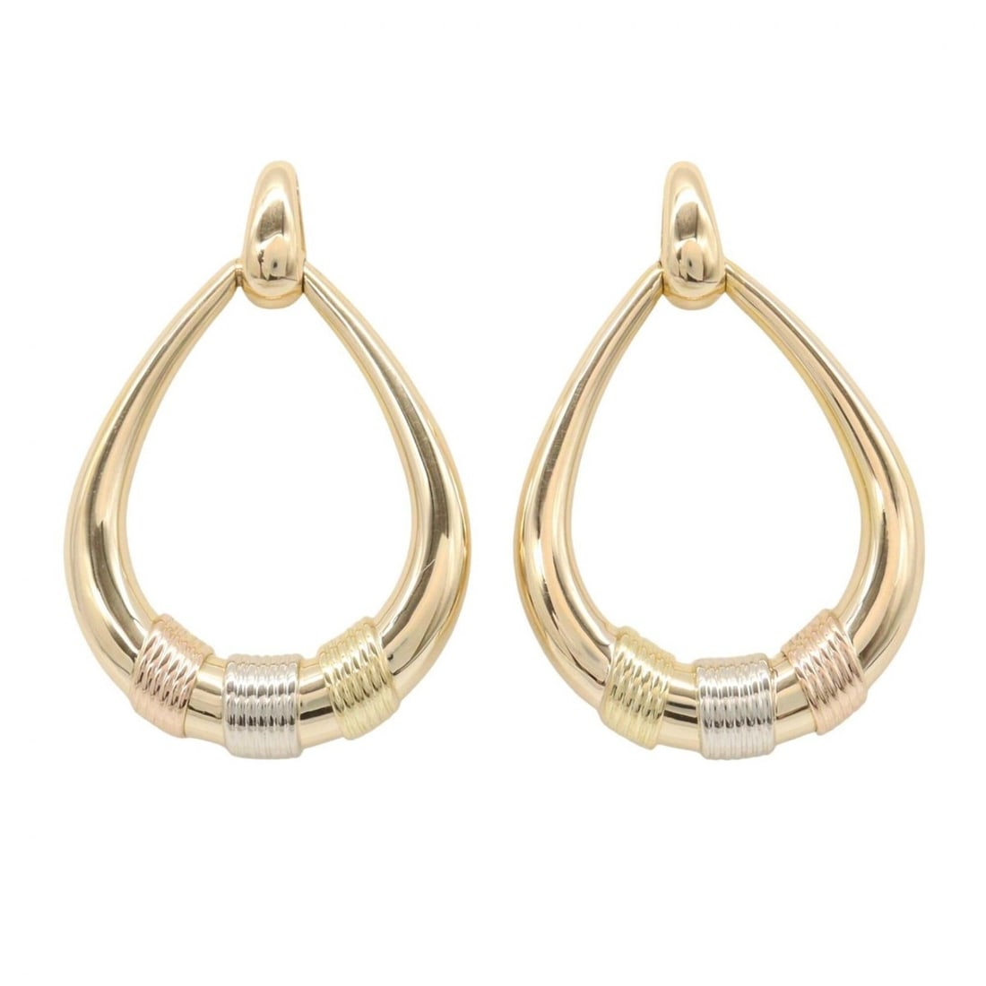 Cartier door knocker motif earrings. Jewelry available in 18K (yellow gold), 18KWG (white and 18KPG: --- Catalog ---Category: SizeSize (HxWxD): 35.00mm x 23.00mm / 1.38'' x 0.91''Category: DesignType: Stud earringsColor: Gold, SilverGender: WomenMaterial: Pink gold (18K), White gold (18K), Yellow gol