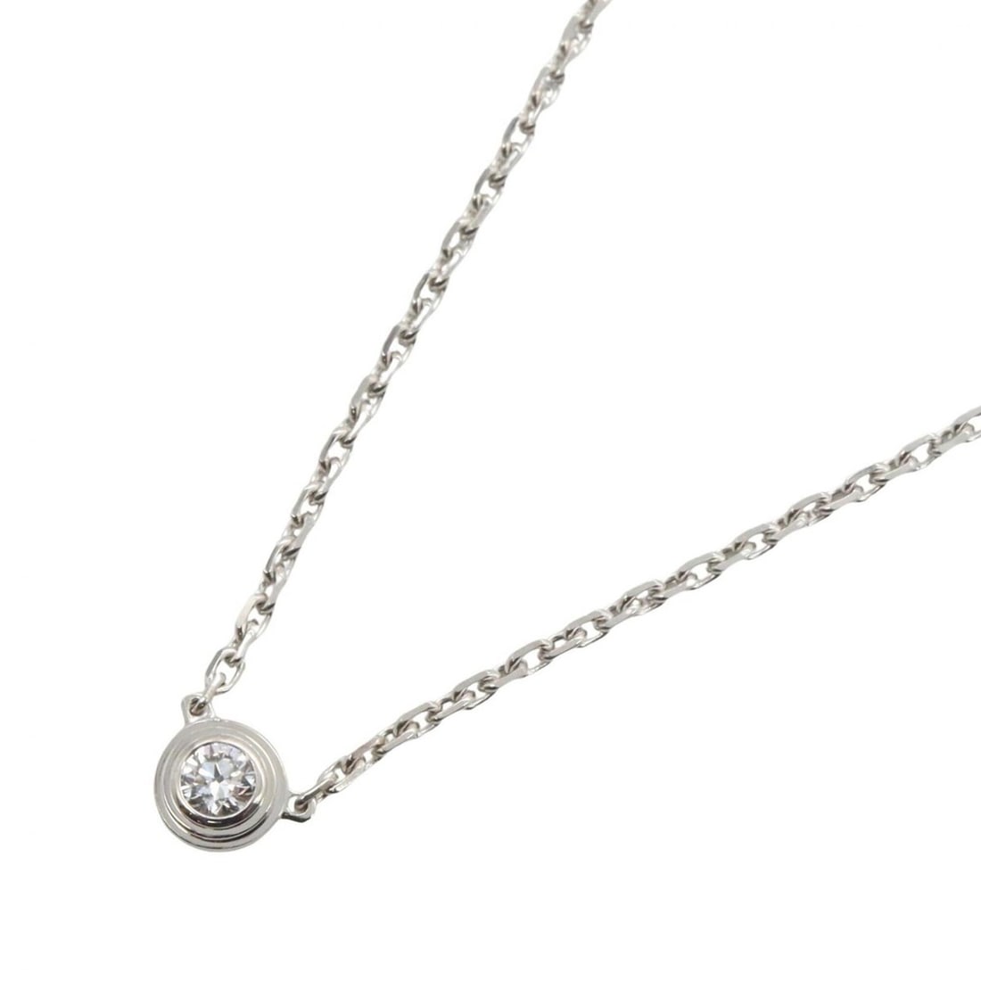 Cartier d'Amour Necklace Mini Jewelry 18KWG (White Gold) Diamond Women's Silver Tone Clear B7224515 (1 of 19)