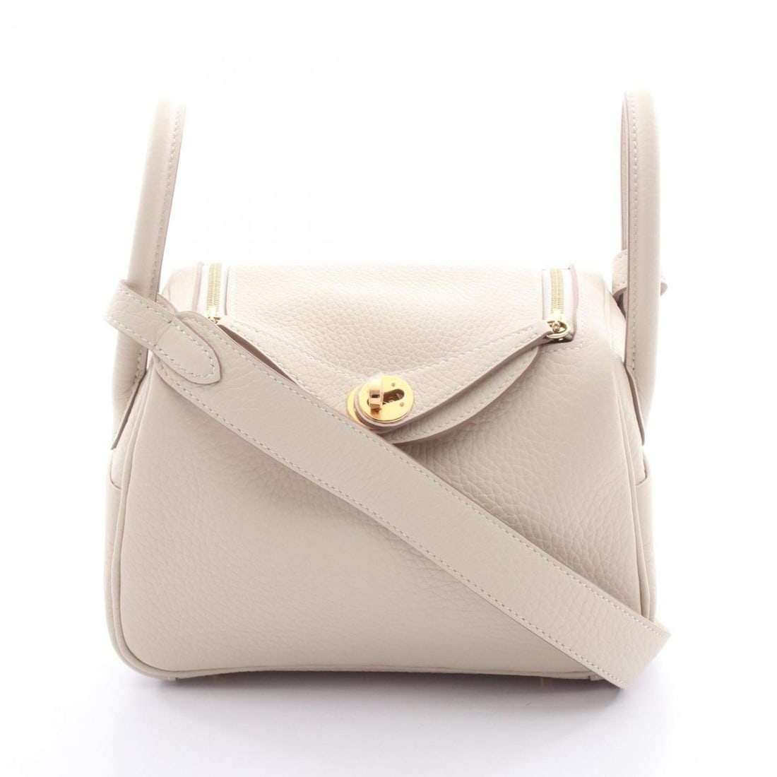Hermes Lindy Mini Shoulder Bag/Handbag, Taurillon Clemence Leather, Women's, Ivory (1 of 15)