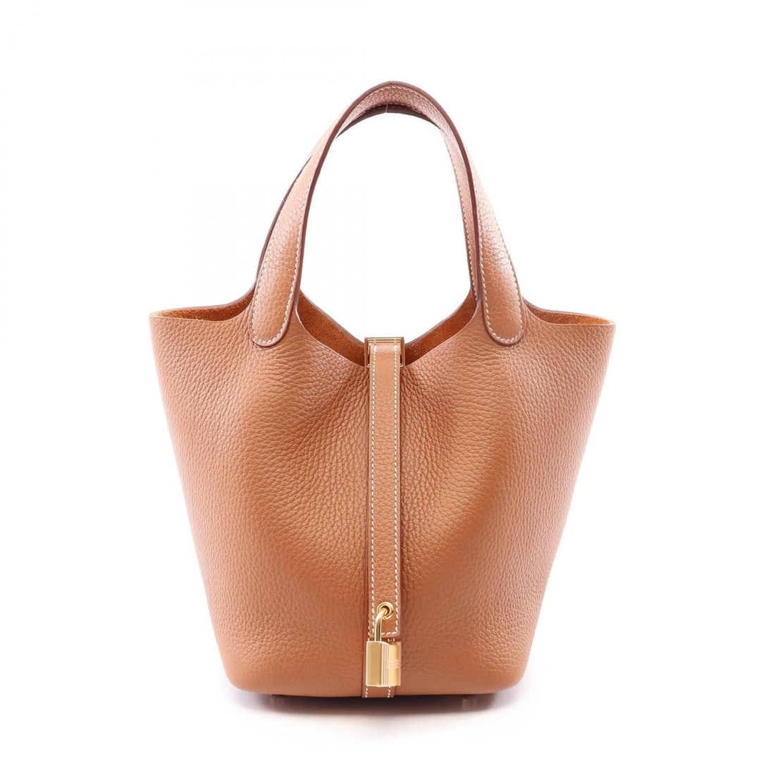 Hermes Picotin Lock PM Gold Handbag, Leather, Taurillon Clemence Women's, Brown Tones (1 of 16)