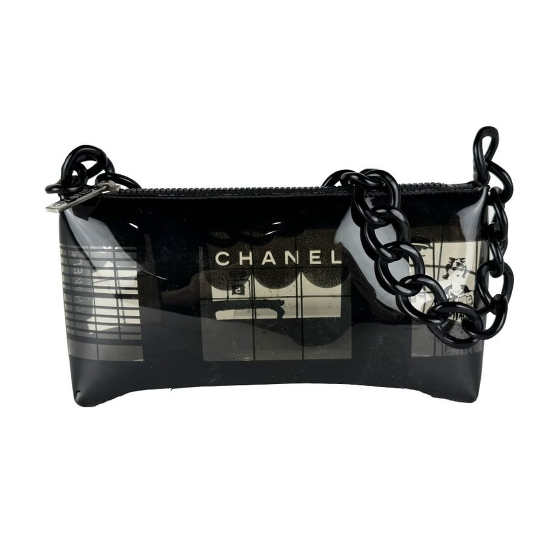 Chanel CHANEL Shoulder Bag Black Clear Women's z10972: --- Catalog ---Category: SizeSize (HxWxD): 13cm x 25cm x 6cm / 5.11'' x 9.84'' x 2.36''Category: DesignType: Shoulder bagColor: Black, ClearGender: WomenMaterial: PVC Category: GeneralBrand: ChanelCou