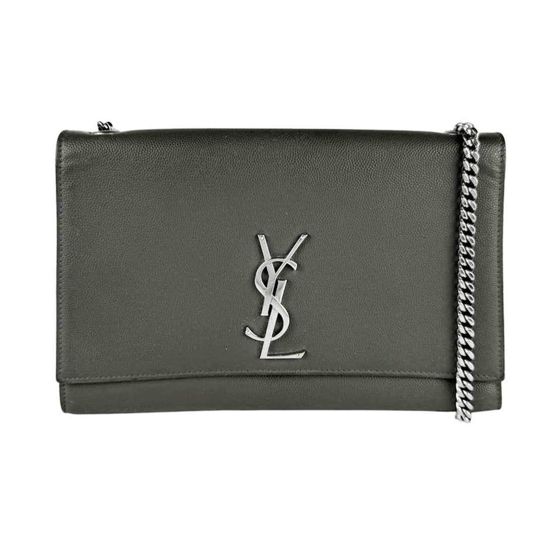 Saint Laurent Kate Medium Shoulder Bag, Leather, Gray/Silver, Women's, 364021 z11044: --- Catalog ---Category: SizeSize (HxWxD): 16cm x 24cm x 3cm / 6.29'' x 9.44'' x 1.18''Category: DesignType: Shoulder bagColor: GrayGender: WomenMaterial: Leather Category: GeneralMPN: 364021Brand: Sa