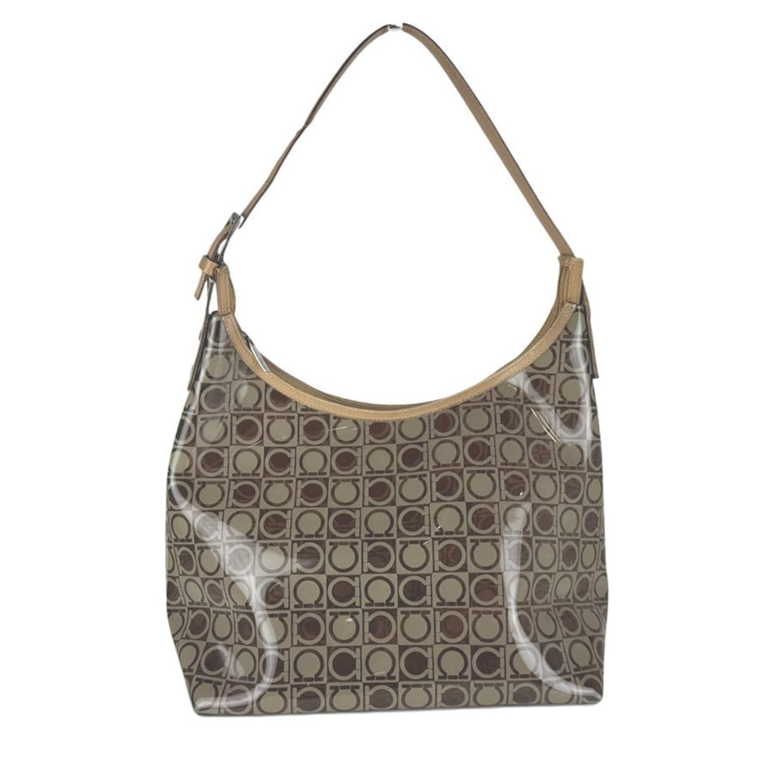 Salvatore Ferragamo shoulder bag, Gancini design, leather, brown, women's, z11010: --- Catalog ---Category: SizeSize (HxWxD): 23.5cm x 39cm x 15cm / 9.25'' x 15.35'' x 5.9''Category: DesignType: Shoulder bagColor: BrownGender: WomenMaterial: PVC , Leather Category: GeneralBrand: Sal