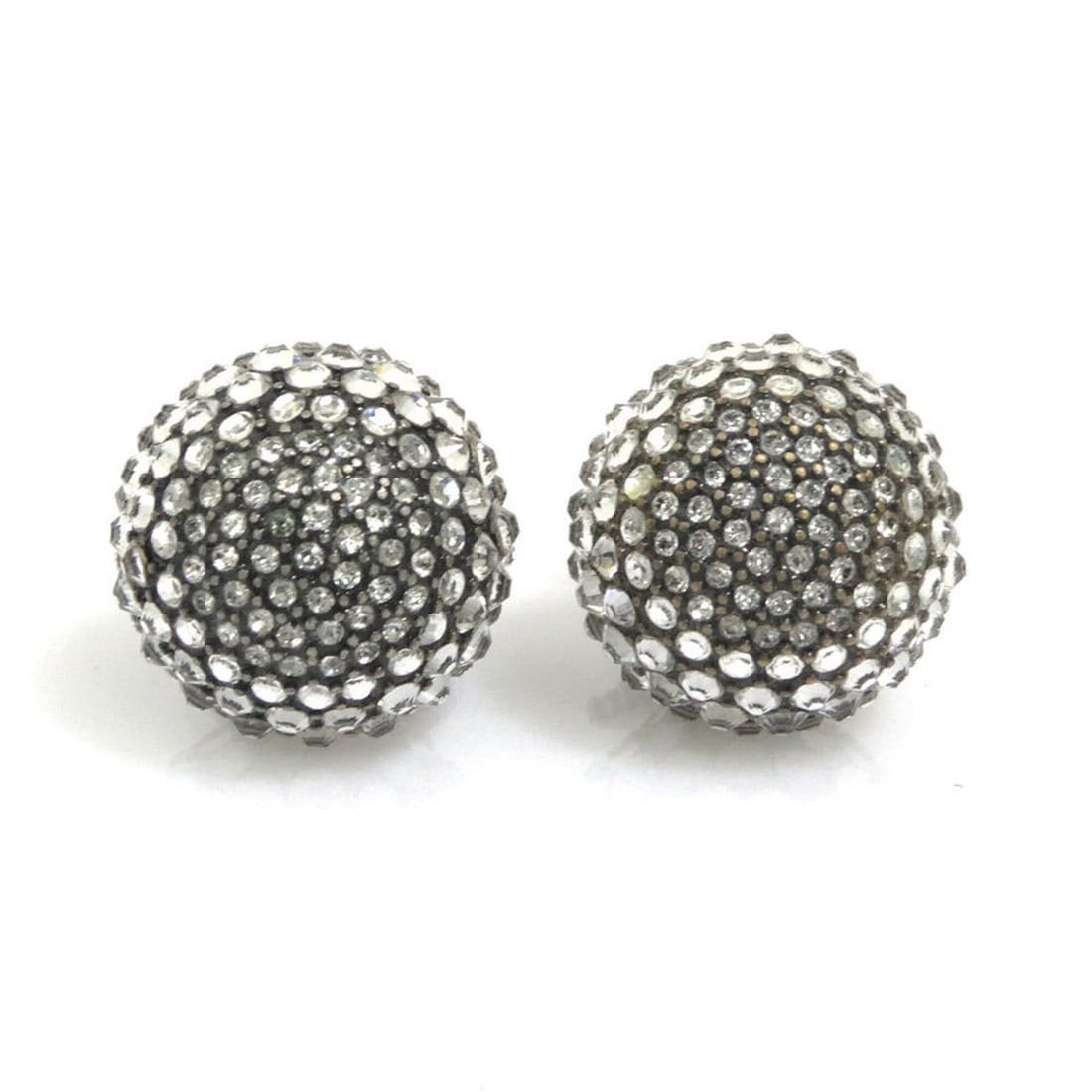 Christian Dior Tribal Earrings, Metal, Rhinestone, Silver, Women's, h32514i (1 of 11)